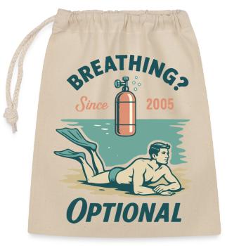Breathing Optional Taucher Ozean Meer - Verschließbarer Geschenkbeutel aus Baumwolle (25x30cm) - Natur - Vorne