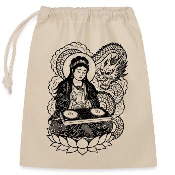 Chemise de geisha avec cabine de DJ : Méditation en Techno - Sac cadeau en coton avec cordon (25 x 30 cm) - nature - Devant