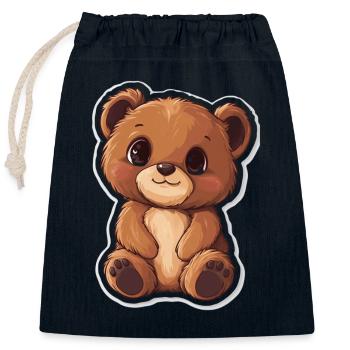 Süßer Bär – Geschenkidee für Wald- & Tierfans - Verschließbarer Geschenkbeutel aus Baumwolle (25x30cm) - Navy - Vorne