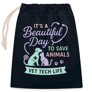 Es ist ein schöner Tag, um Tiere zu retten - Verschließbarer Geschenkbeutel aus Baumwolle (25x30cm) - Navy - Vorne
