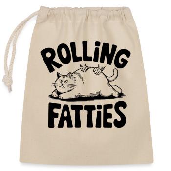 Rolling Fatties Cat Humor - Closable cotton gift bag (25x30cm) - nature - Front