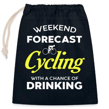 Weekend Forecast Cycling and Beverages Ahead - Closable cotton gift bag (25x30cm) - navy - Front