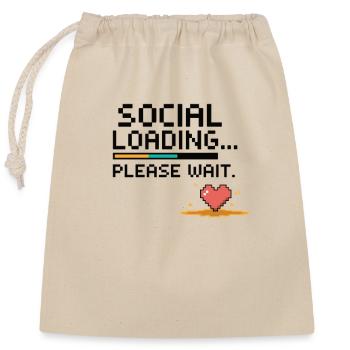 Social Loading... Please Wait – 8Bit Retro Gaming - Verschließbarer Geschenkbeutel aus Baumwolle (25x30cm) - Natur - Vorne