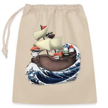 Sushi Pirate Boat Adventure - Sac cadeau en coton avec cordon (25 x 30 cm) - nature - Devant