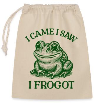 Je suis venu j’ai vu je frogot drôle de grenouille jeu de mots - Sac cadeau en coton avec cordon (25 x 30 cm) - nature - Devant