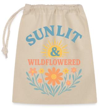 Sunlit Wildflowered Blumenmotiv Sommer Bohemian - Verschließbarer Geschenkbeutel aus Baumwolle (25x30cm) - Natur - Vorne