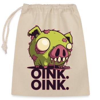 Conception de dessin animé de cochon zombie effrayant - Sac cadeau en coton avec cordon (25 x 30 cm) - nature - Devant