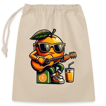 Orange Mit Gitarre Sommer Vibes Musik - Verschließbarer Geschenkbeutel aus Baumwolle (25x30cm) - Natur - Vorne