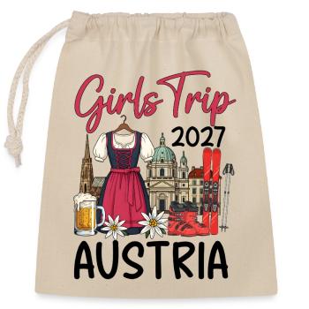 Voyage entre filles 2027 en Autriche - Sac cadeau en coton avec cordon (25 x 30 cm) - nature - Devant