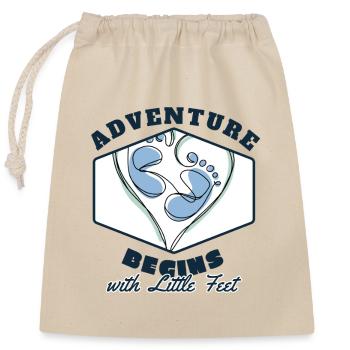 Adventure Begins with Little Feet Cadeau Naissance - Sac cadeau en coton avec cordon (25 x 30 cm) - nature - Devant
