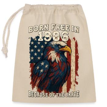 Né libre en 1986 – Rétro Patriotique 39 ans - Sac cadeau en coton avec cordon (25 x 30 cm) - nature - Devant