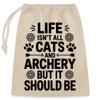 Bogenschießen Spruch Katzen Bogenschießen Geschenk - Verschließbarer Geschenkbeutel aus Baumwolle (25x30cm) - Natur - Vorne