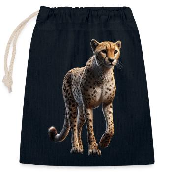 Guépard Guépard Gros chat Amoureux des chats Guépard - Sac cadeau en coton avec cordon (25 x 30 cm) - bleu marine - Devant