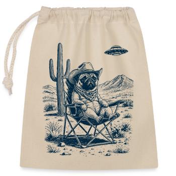 Cowboy Mops - Verschließbarer Geschenkbeutel aus Baumwolle (25x30cm) - Natur - Vorne