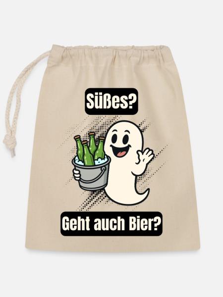 Süßer Geist mit Bier - Verschließbarer Geschenkbeutel aus Baumwolle (25x30cm) - Natur