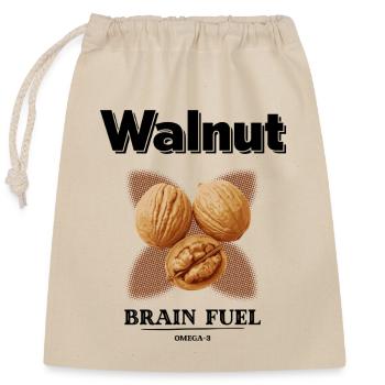 Carburant cérébral aux noix | Le pouvoir des oméga-3 - Sac cadeau en coton avec cordon (25 x 30 cm) - nature - Devant