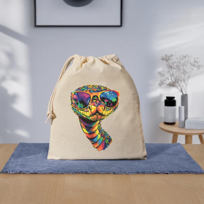 Schlange Python Kobra Klapperschlange Schlangen Verschließbarer Geschenkbeutel aus Baumwolle (25x30cm)