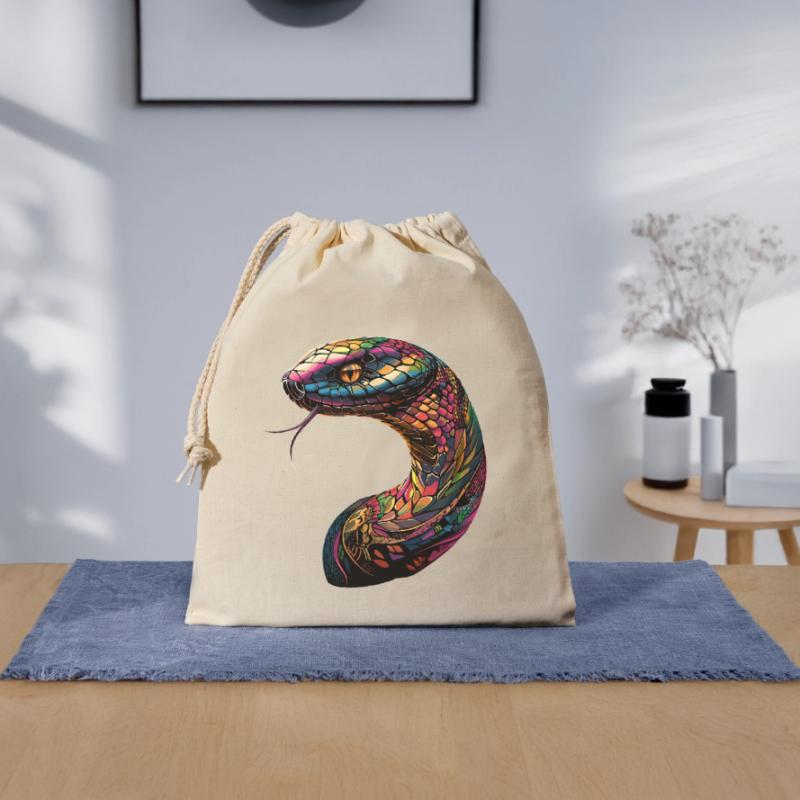 Schlange Python Kobra Klapperschlange Schlangen Verschließbarer Geschenkbeutel aus Baumwolle (25x30cm)