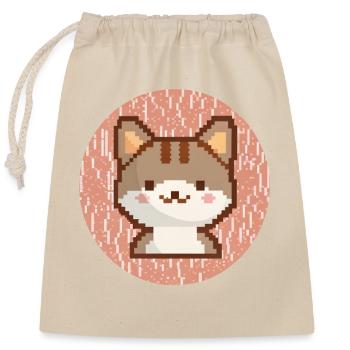 Funny Gamer Pixel Cat Cartoon Design - Verschließbarer Geschenkbeutel aus Baumwolle (25x30cm) - Natur - Vorne