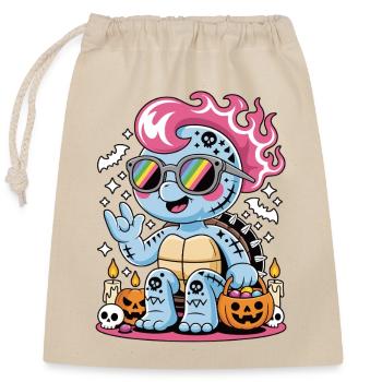Punk Rocker Halloween Tortue avec lunettes de soleil - Sac cadeau en coton avec cordon (25 x 30 cm) - nature - Devant