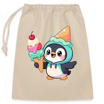 Süßer Pinguin Cartoon Eiscreme Sommer Lustig - Closable cotton gift bag (25x30cm) - nature - Front