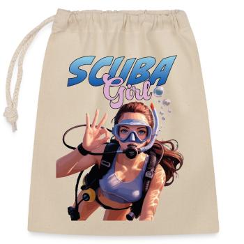 Scuba Girl Taucherin Design - Verschließbarer Geschenkbeutel aus Baumwolle (25x30cm) - Natur - Vorne