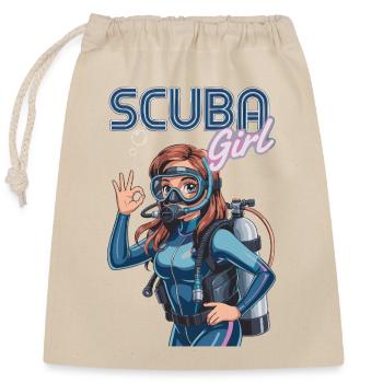 Scuba Girl Taucherin Design - Verschließbarer Geschenkbeutel aus Baumwolle (25x30cm) - Natur - Vorne