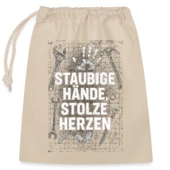 Mains poussiéreuses, cœurs fiers - Sac cadeau en coton avec cordon (25 x 30 cm) - nature - Devant