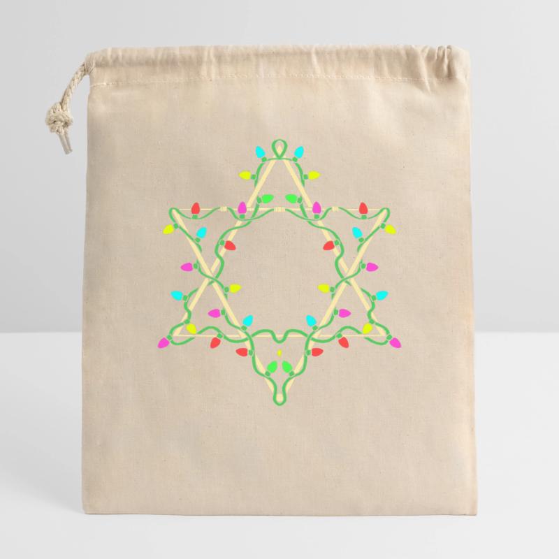 Hanoukka Hanoukka Hanoukka Sac cadeau en coton avec cordon (25 x 30 cm)