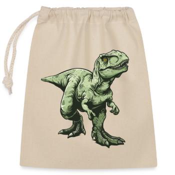 Green Dino T Rex Comic Style - Closable cotton gift bag (25x30cm) - nature - Front