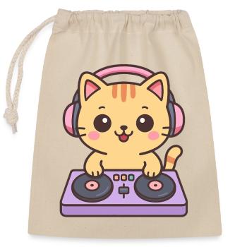Katzen als DJ am Mischpult - Verschließbarer Geschenkbeutel aus Baumwolle (25x30cm) - Natur - Vorne