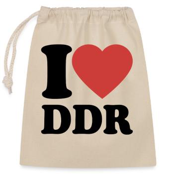 I Love DDR - Heart - Ostalgie - Ossi - Closable cotton gift bag (25x30cm) - nature - Front
