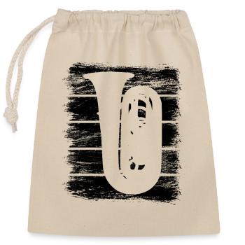 Tuba Drawing - Closable cotton gift bag (25x30cm) - nature - Front