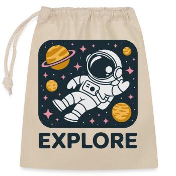 Space Astronaut erkunden - Verschließbarer Geschenkbeutel aus Baumwolle (25x30cm) - Natur - Vorne