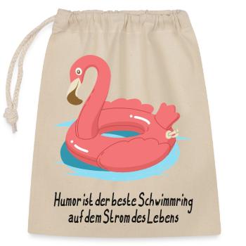 Flamingo Swim Ring Humor - Closable cotton gift bag (25x30cm) - nature - Front