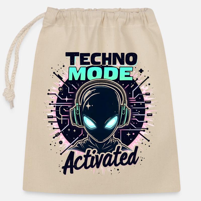 Mode Techno activé – Rave Music - Sac cadeau en coton avec cordon (25 x 30 cm) - nature