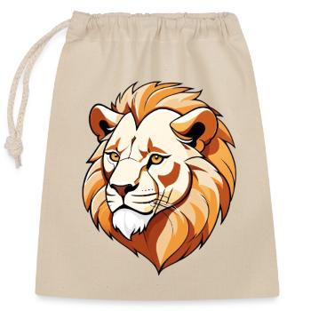 Tête de Lion Dessin Animé Crinière Dorée - Sac cadeau en coton avec cordon (25 x 30 cm) - nature - Devant