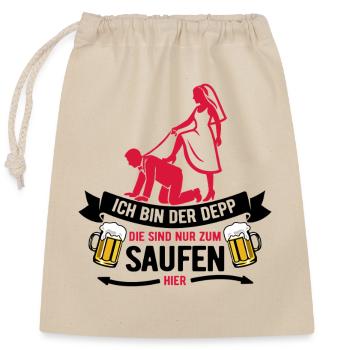 Ich bin der Depp - JGA Team Bräutigam - Closable cotton gift bag (25x30cm) - nature - Front