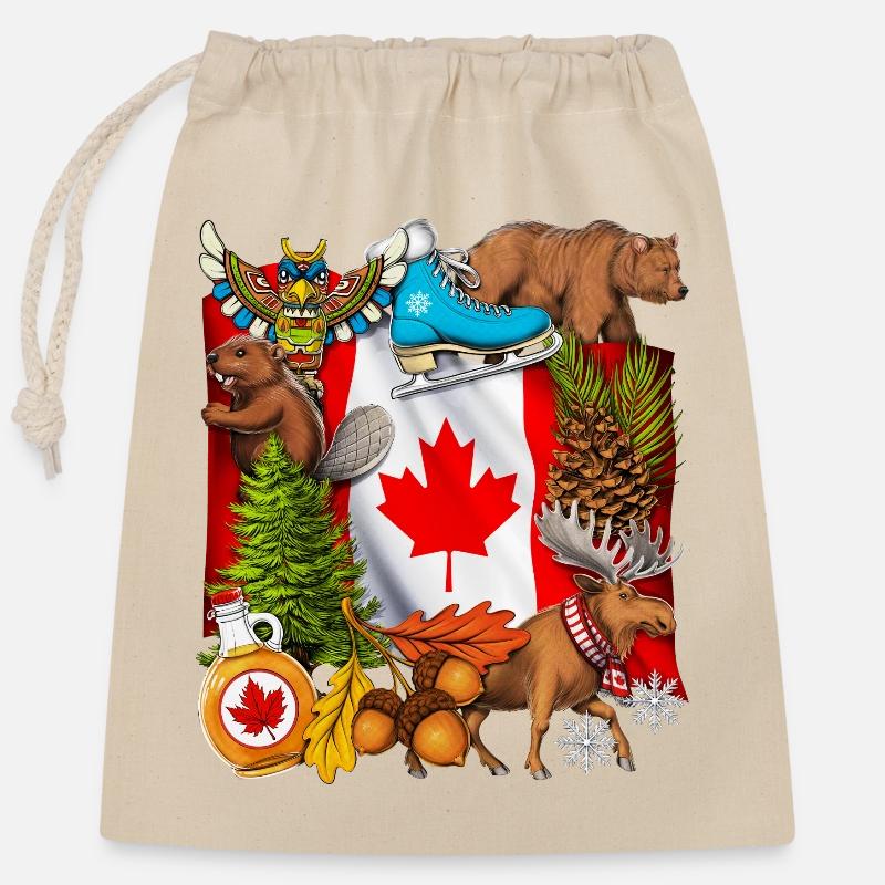 Canada Pride - Closable cotton gift bag (25x30cm) - nature