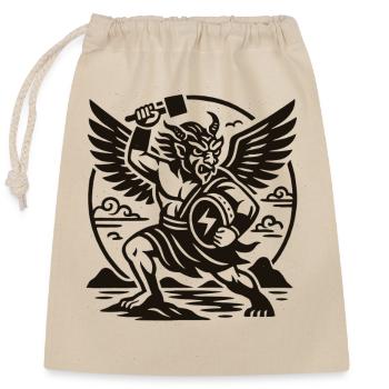 Chinese Thunder God Winged Demon Warrior - Closable cotton gift bag (25x30cm) - nature - Front