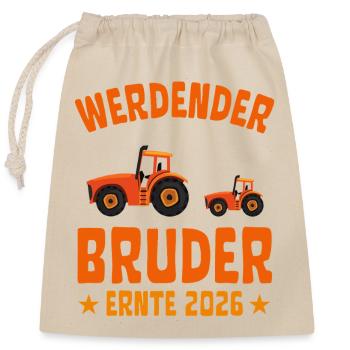 Expectant BROTHER Harvest 2026 Tractor - Closable cotton gift bag (25x30cm) - nature - Front