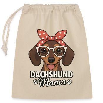 Dessin animé de maman teckel avec des lunettes - Sac cadeau en coton avec cordon (25 x 30 cm) - nature - Devant