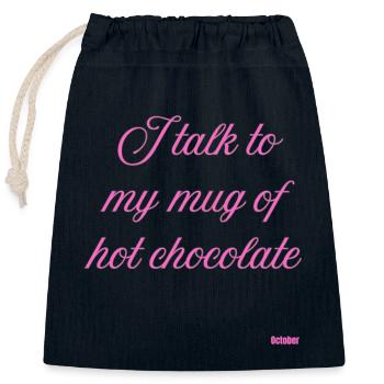 Tasse heiße Schokolade - Verschließbarer Geschenkbeutel aus Baumwolle (25x30cm) - Navy - Vorne
