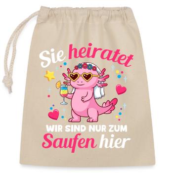 Bachelorette Party Wedding Bride Maid of Honor - Closable cotton gift bag (25x30cm) - nature - Front