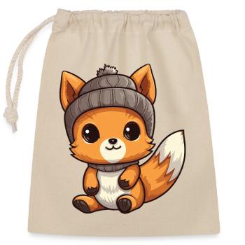 écureuil hiver animal bébé bande dessinée - Sac cadeau en coton avec cordon (25 x 30 cm) - nature - Devant