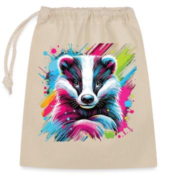 Neon Badger Splash Art - Closable cotton gift bag (25x30cm) - nature - Front