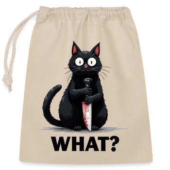 QUOI? Chat tueur - Sac cadeau en coton avec cordon (25 x 30 cm) - nature - Devant