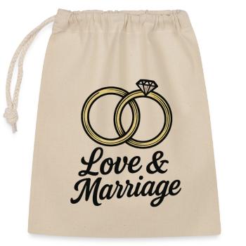Alliances Amour et Mariage - Love & Marriage - Sac cadeau en coton avec cordon (25 x 30 cm) - nature - Devant