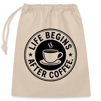 Life Begins After Coffee Coffee Drinker Cafe Coffee - Closable cotton gift bag (25x30cm) - nature - Front