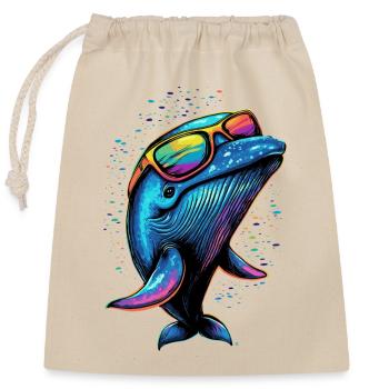 Baleine bleue Baleine Baleines bleues Baleines Chant Baleine Plongeur Baleines Océan - Sac cadeau en coton avec cordon (25 x 30 cm) - nature - Devant